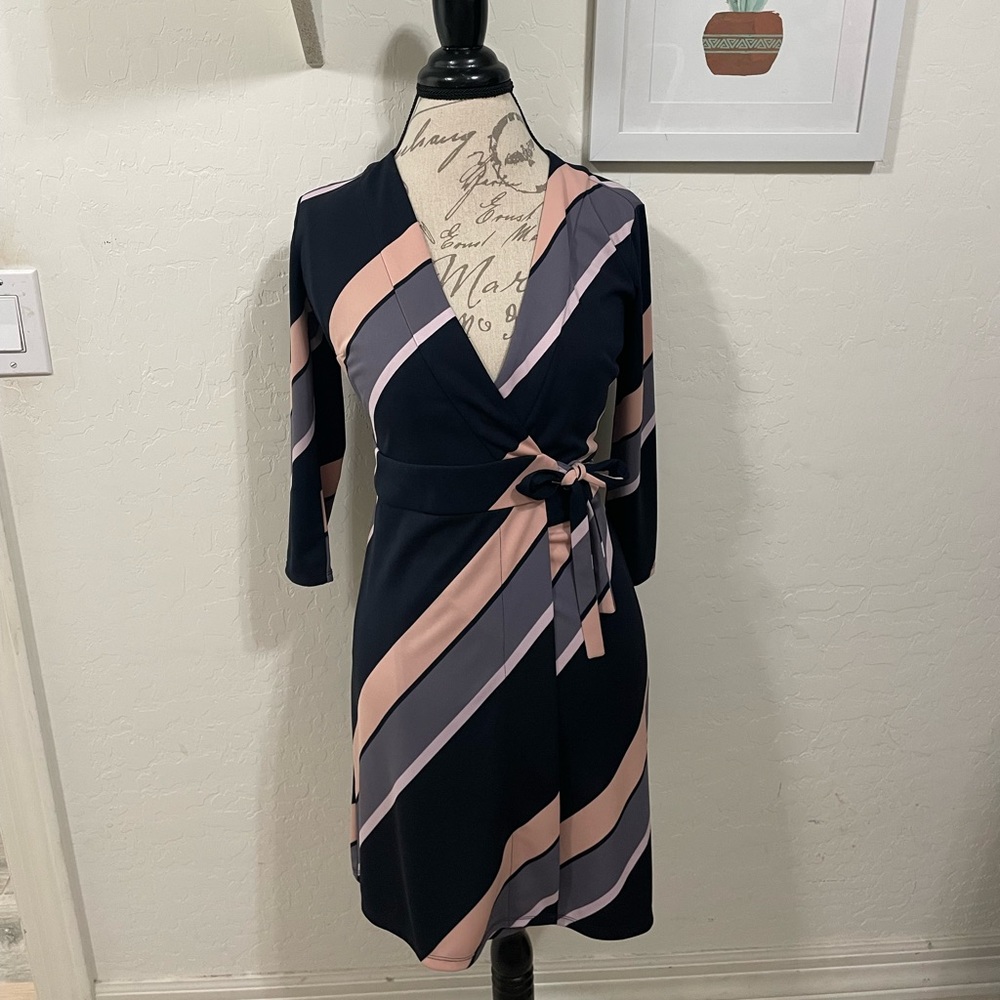 Ann Taylor striped wrap dress